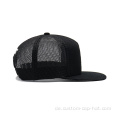 Custom Black Flat Bill Mesh Hut